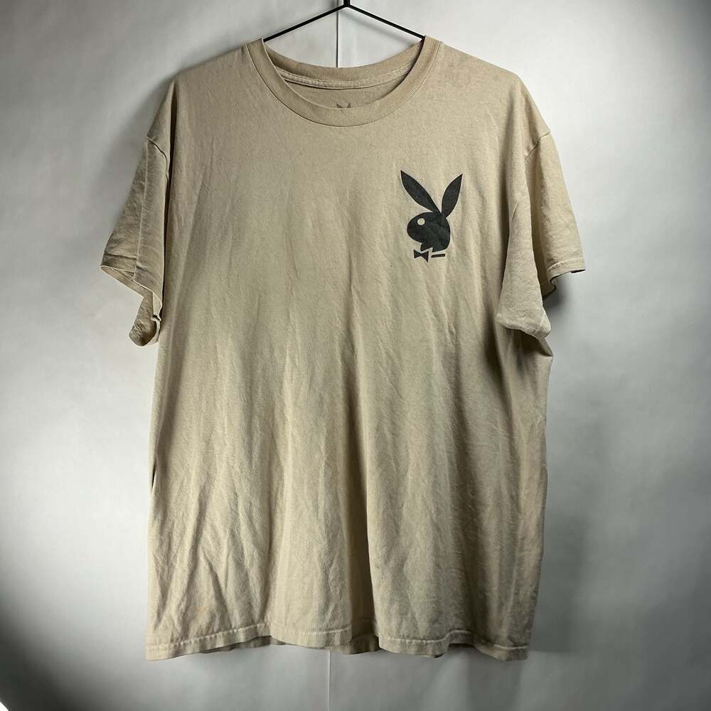 Playboy Bunny Logo Graphic T-Shirt in Tan